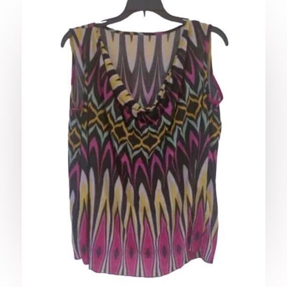 Draped neck sleeveless shell blouse - Picture 1 of 6